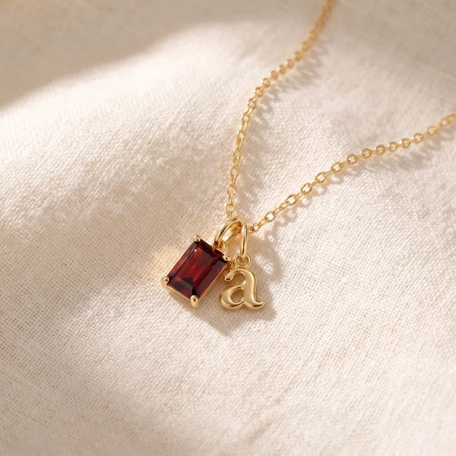 Initial & Birthstone Necklace