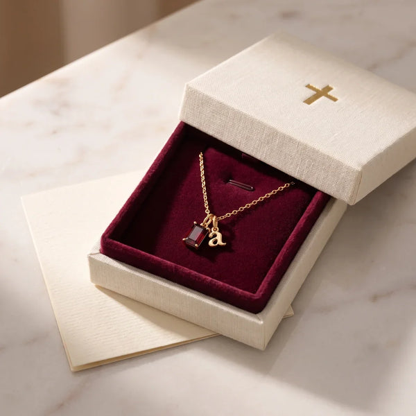 Initial & Birthstone Necklace