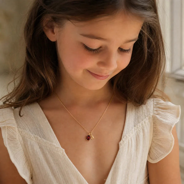 Initial & Birthstone Necklace