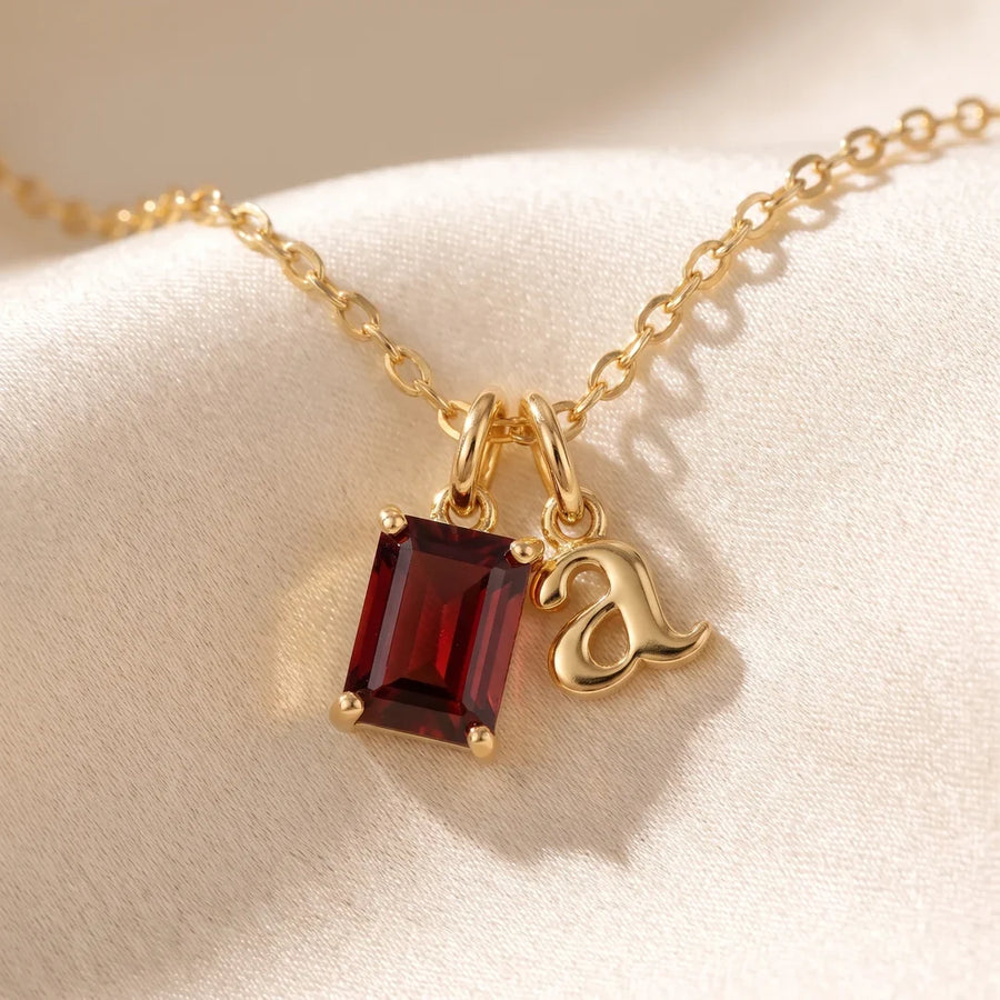 Initial & Birthstone Necklace