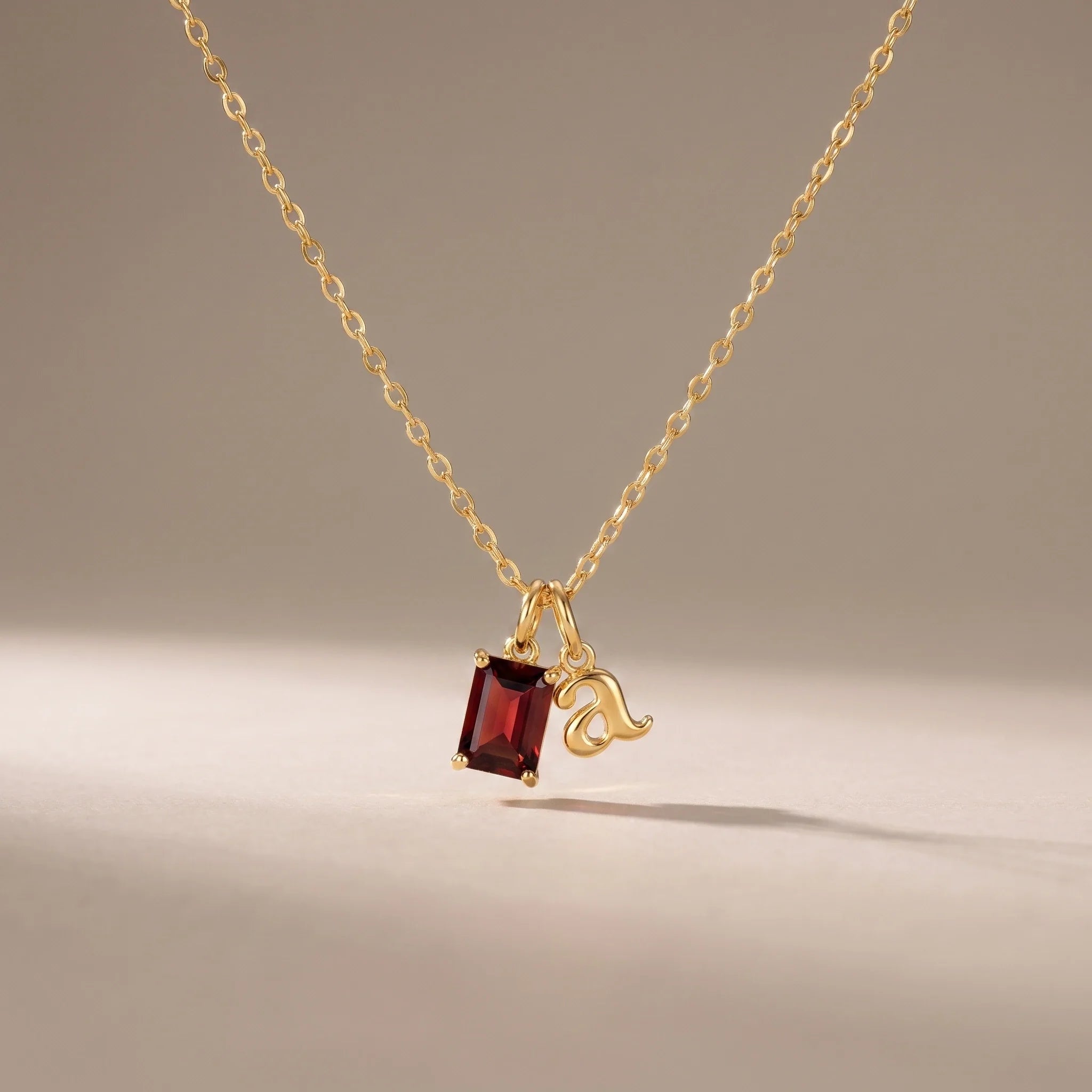 Initial & Birthstone Necklace